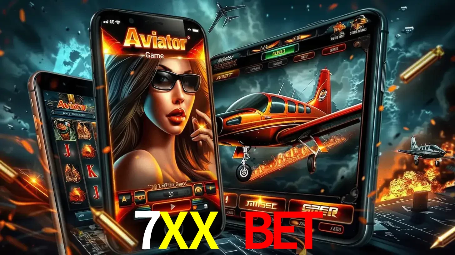 O popular jogo de apostas Aviator exibido em vários celulares e tablets, mostrando a interface emocionante e a ação de voo disponíveis para jogar agora no 7XX BET.