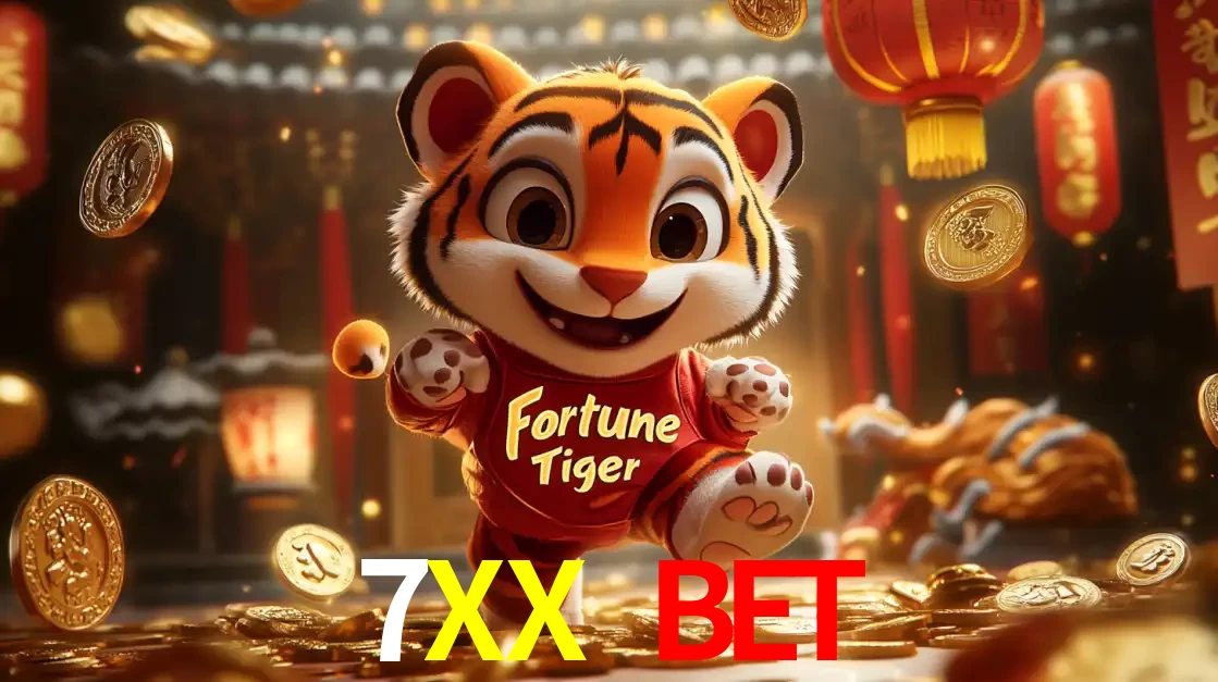 O alegre personagem do Fortune Tiger correndo sobre um caminho de moedas de ouro, simbolizando os grandes prêmios e a diversão do popular jogo de slot do 7XX BET.