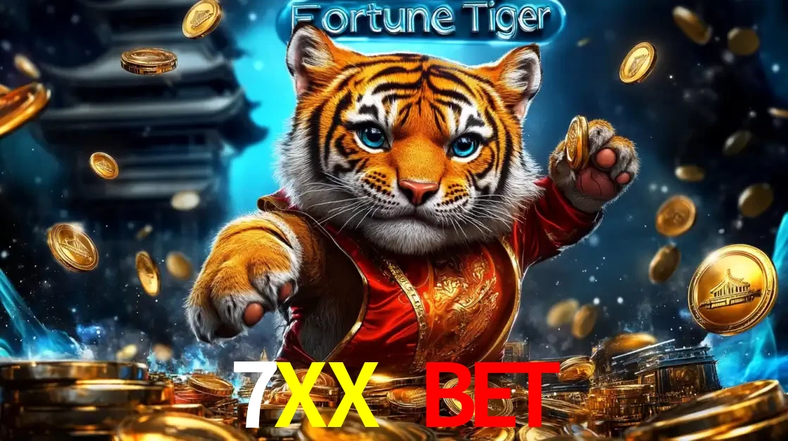 Imagem promocional do jogo de slot Fortune Tiger, com um tigre majestoso em traje tradicional cercado por uma fortuna em moedas de ouro, disponível agora no cassino 7XX BET.